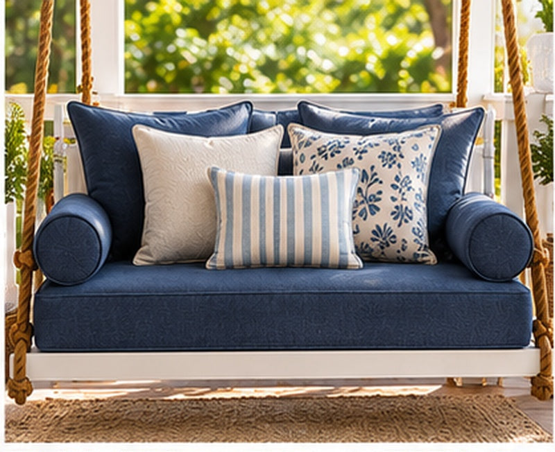 Swing Bed Back Cushion and Bolster Set with Sunbrella Fabrics