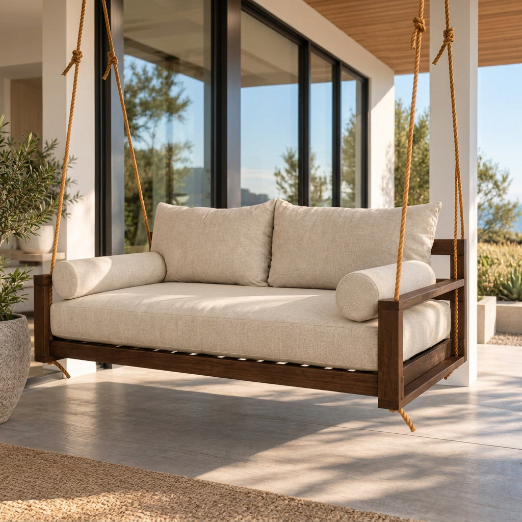 Full 5-Piece Swing Bed Cushion Set – Canvas Flax Sunbrella