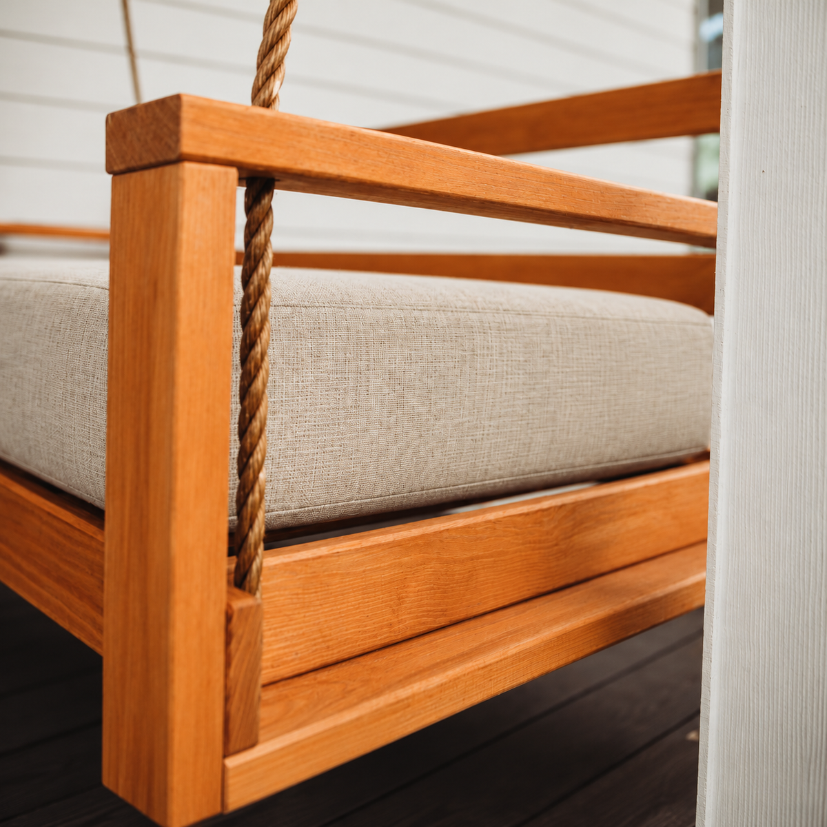 Crib 5-Piece Swing Bed Cushion Set – Canvas Flax Sunbrella